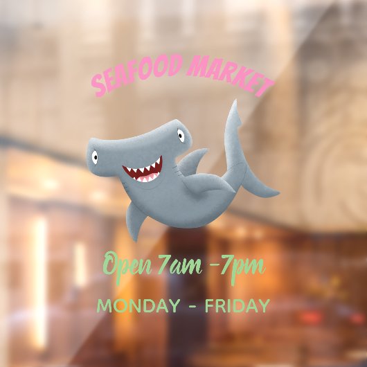 可愛いおもしろいハンマーヘッドシャーク漫画 ウィンドウサイン (シート2)