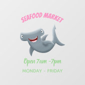 可愛いおもしろいハンマーヘッドシャーク漫画 ウィンドウサイン (シート)