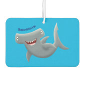 可愛いおもしろいハンマーヘッドシャーク漫画 カーエアーフレッシュナー (裏面)