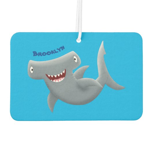 可愛いおもしろいハンマーヘッドシャーク漫画 カーエアーフレッシュナー (裏面)