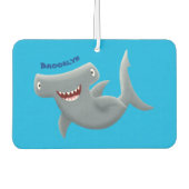 可愛いおもしろいハンマーヘッドシャーク漫画 カーエアーフレッシュナー (正面)