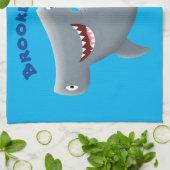 可愛いおもしろいハンマーヘッドシャーク漫画 キッチンタオル (折り畳み)