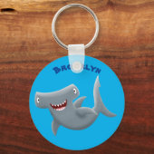 可愛いおもしろいハンマーヘッドシャーク漫画 キーホルダー (正面)