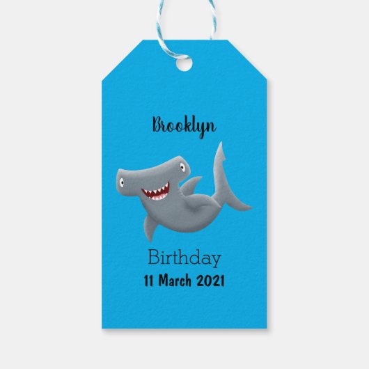 可愛いおもしろいハンマーヘッドシャーク漫画 ギフトタグ (裏面)