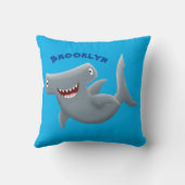 可愛いおもしろいハンマーヘッドシャーク漫画 クッション (裏面)