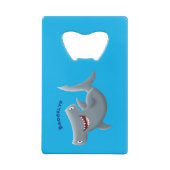 可愛いおもしろいハンマーヘッドシャーク漫画 クレジットカード栓抜き (裏面)