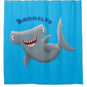 可愛いおもしろいハンマーヘッドシャーク漫画 シャワーカーテン (正面)