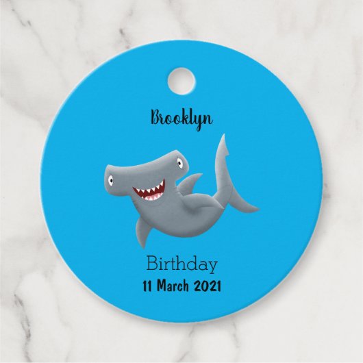 可愛いおもしろいハンマーヘッドシャーク漫画 フェイバータグ (正面)