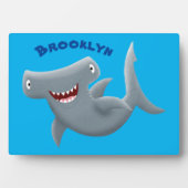 可愛いおもしろいハンマーヘッドシャーク漫画 フォトプラーク (正面)