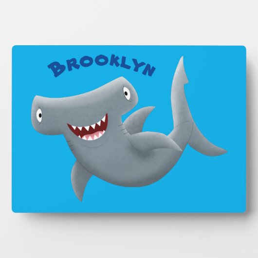 可愛いおもしろいハンマーヘッドシャーク漫画 フォトプラーク (正面)