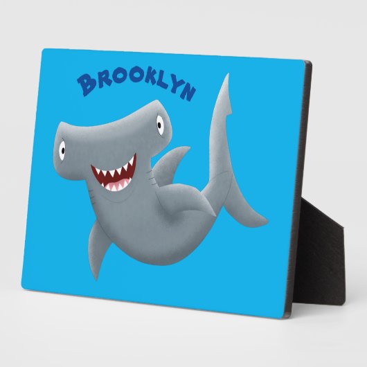 可愛いおもしろいハンマーヘッドシャーク漫画 フォトプラーク (側面)