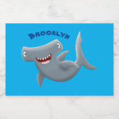 可愛いおもしろいハンマーヘッドシャーク漫画 フードラベル (シングルラベル)