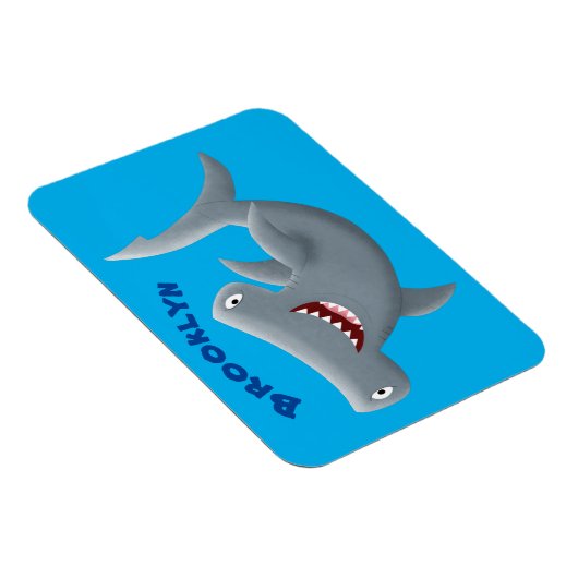 可愛いおもしろいハンマーヘッドシャーク漫画 マグネット (右側)