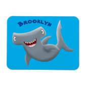 可愛いおもしろいハンマーヘッドシャーク漫画 マグネット (横)