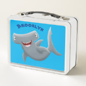 可愛いおもしろいハンマーヘッドシャーク漫画 メタルランチボックス (裏面)