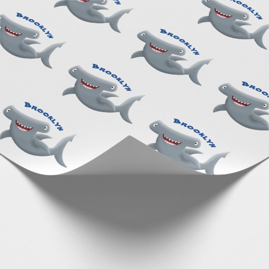 可愛いおもしろいハンマーヘッドシャーク漫画 ラッピングペーパー (角)