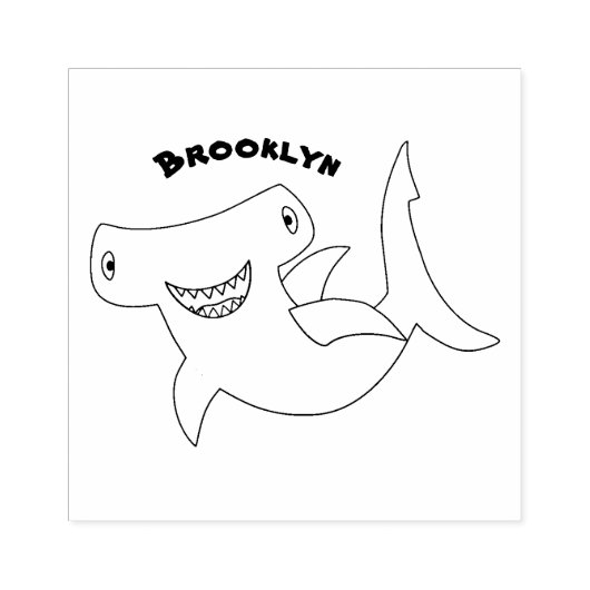 可愛いおもしろいハンマーヘッドシャーク漫画 ラバースタンプ (インプリント)