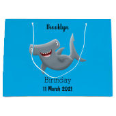 可愛いおもしろいハンマーヘッドシャーク漫画 ラージペーパーバッグ (正面)