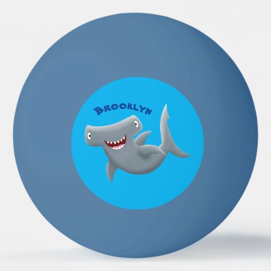 可愛いおもしろいハンマーヘッドシャーク漫画 卓球ボール (裏面)