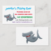 可愛いおもしろいハンマーヘッドシャーク漫画 名刺 (正面/裏面)