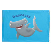 可愛いおもしろいハンマーヘッドシャーク漫画 枕カバー (裏面)