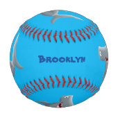 可愛いおもしろいハンマーヘッドシャーク漫画 野球ボール (正面)