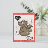 可愛いおもしろいバレンタインのクマフローラはがき ポストカード (スタンド正面)