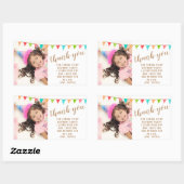 可愛いおもしろいバンティング旗キッド誕生日写真ありがとう 長方形シール (シート)