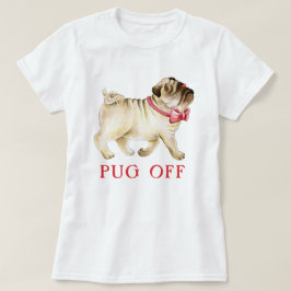 可愛いおもしろいパグオフwhimsy pug水色アートTシャツ Tシャツ