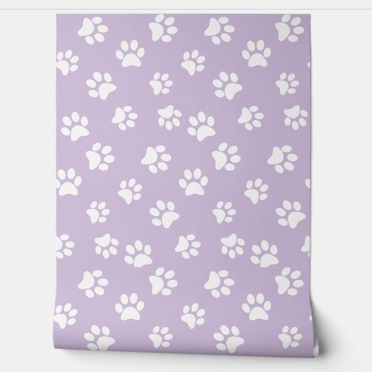 可愛いおもしろいパステルパープルホワイトキャットドッグポープリント 壁紙 (ほどく)