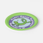 可愛いおもしろいパーソナライズされたグリーンゲッコ漫画の誕生日 ペーパープレート (アングル)