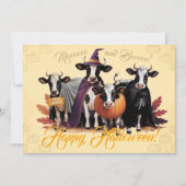 可愛いおもしろいパーソナライズされたレトロウォーターカラーハロウィーン カード (正面)