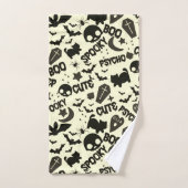 可愛いおもしろいパープルブルーとブラックハロウィーン バスタオルセット (ハンドタオル)