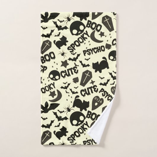 可愛いおもしろいパープルブルーとブラックハロウィーン バスタオルセット (ハンドタオル)