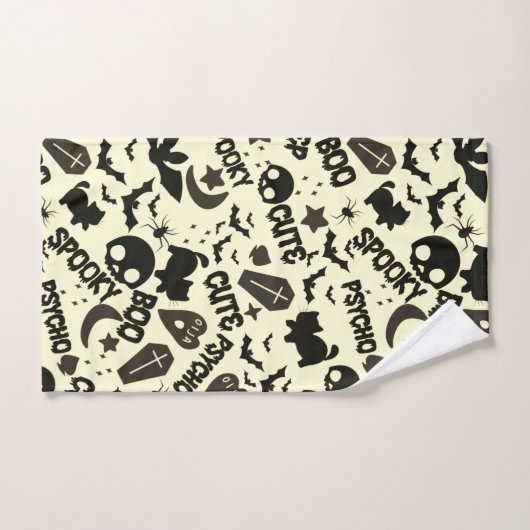可愛いおもしろいパープルブルーとブラックハロウィーン バスタオルセット (ハンドタオル)