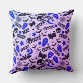 可愛いおもしろいパープル、ブルーとブラックのハロウィーン クッション (裏面)