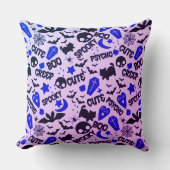 可愛いおもしろいパープル、ブルーとブラックのハロウィーン クッション (正面)