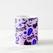 可愛いおもしろいパープル、ブルーとブラックのハロウィーン コーヒーマグカップ (中央)