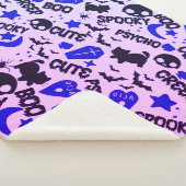 可愛いおもしろいパープル、ブルーとブラックのハロウィーン シェルパブランケット (3/4)