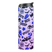 可愛いおもしろいパープル、ブルーとブラックのハロウィーン タンブラー (回転左)