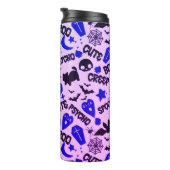 可愛いおもしろいパープル、ブルーとブラックのハロウィーン タンブラー (回転右)