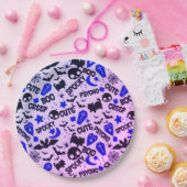 可愛いおもしろいパープル、ブルーとブラックのハロウィーン ペーパープレート (パーティー)