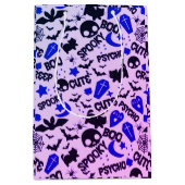 可愛いおもしろいパープル、ブルーとブラックのハロウィーン ミディアムペーパーバッグ (正面)