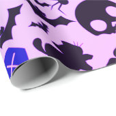 可愛いおもしろいパープル、ブルーとブラックのハロウィーン ラッピングペーパー (ロールコーナー)