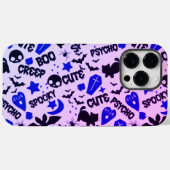 可愛いおもしろいパープル、ブルーとブラックのハロウィーン Case-Mate iPhoneケース (裏面 (横))
