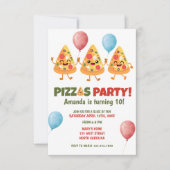 可愛いおもしろいピザキッド誕生日パーティーの招待状 招待状 (正面)