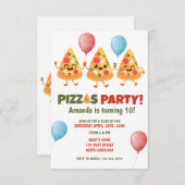 可愛いおもしろいピザキッド誕生日パーティーの招待状 招待状 (正面/裏面)