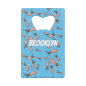 可愛いおもしろいピンクのイカ漫画 クレジットカード栓抜き (正面)