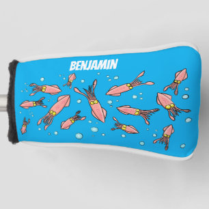 可愛いおもしろいピンクのイカ漫画 ゴルフヘッドカバー