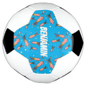 可愛いおもしろいピンクのイカ漫画 サッカーボール (回転)